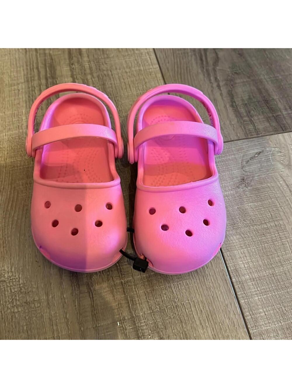 Crocs Pink Kids Classic Clogs with Heel Straps